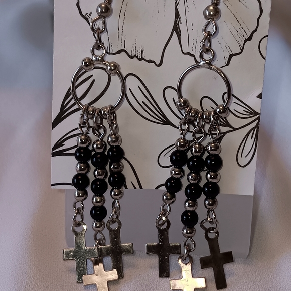 BLACK & SILVER DREAMCATCHER EARRINGS - Picture 1 of 3